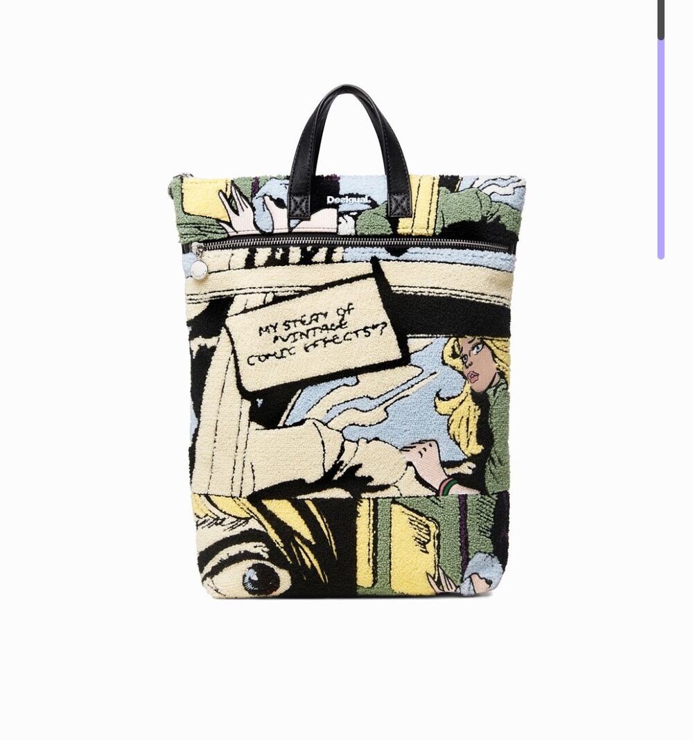 Vintage Desigual Pop Comic Book Design Arty Kirby Baza Backpack Purse HTF RARE